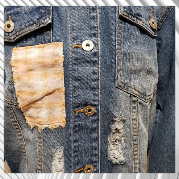 Oversized Distressed Denim "Love" Jacket - Picture 13 of 16
